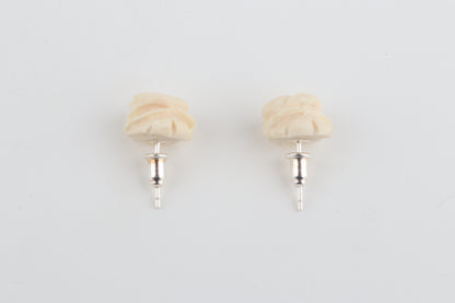Mammoth Ivory Mini Rose Stud Earrings