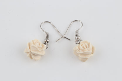 Rose Mammoth Ivory Earrings