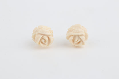 Mammoth Ivory Mini Rose Stud Earrings