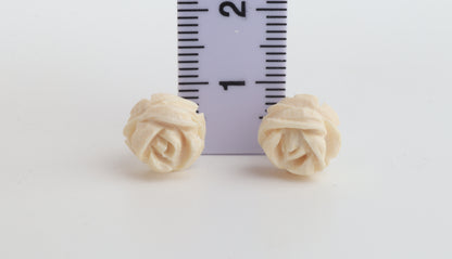 Mammoth Ivory Mini Rose Stud Earrings