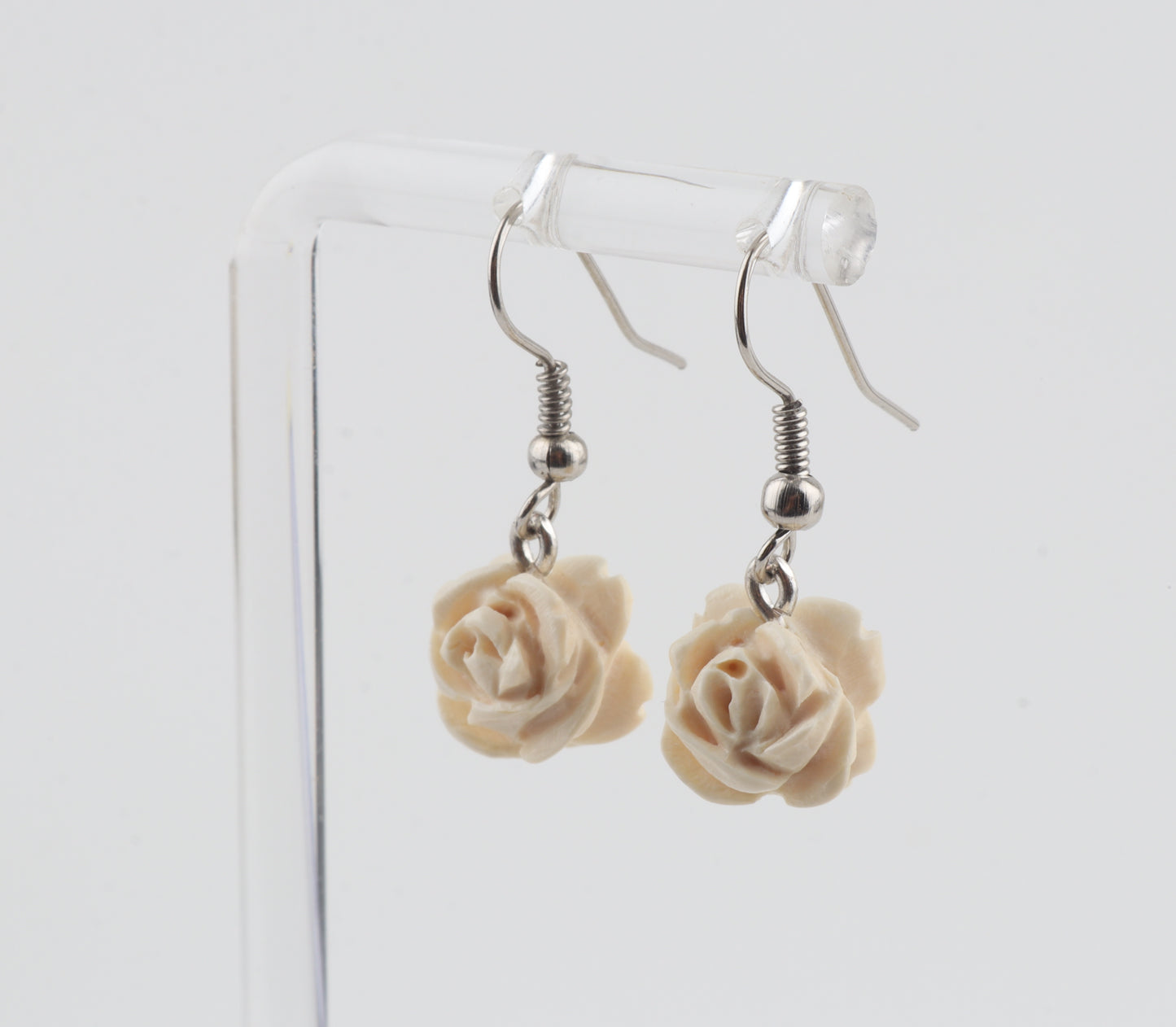 Rose Mammoth Ivory Earrings