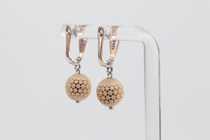 Carved Mammoth Ivory Drop Earrings