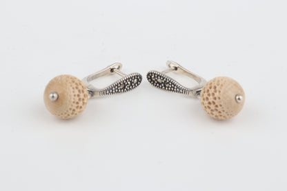 Carved Mammoth Ivory Drop Earrings