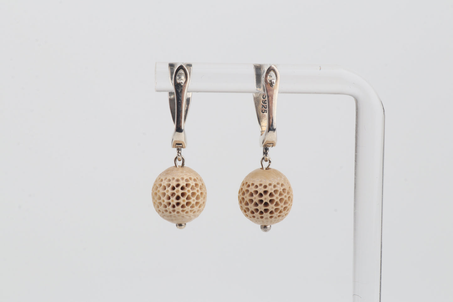 Carved Mammoth Ivory Drop Earrings