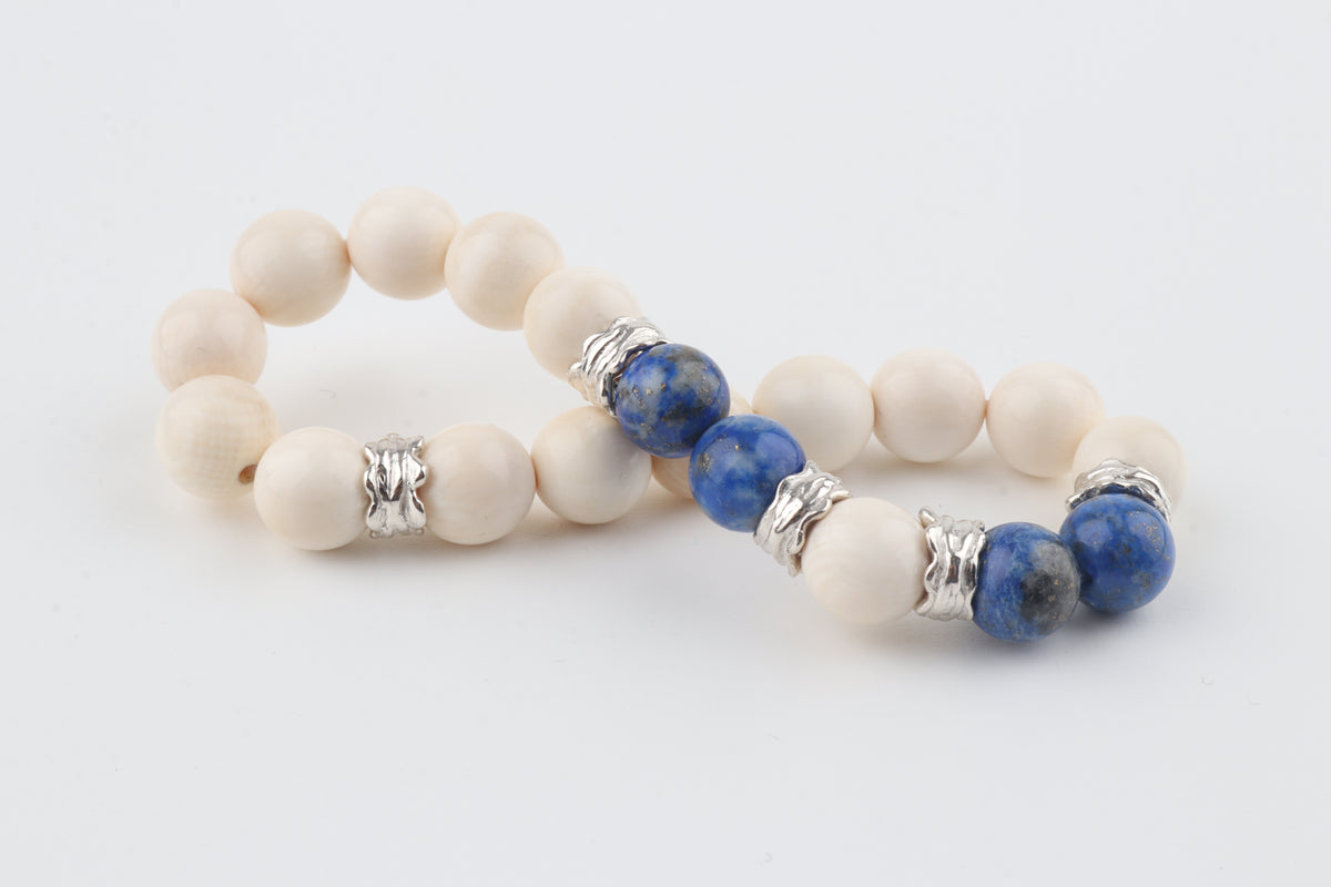Mammoth Ivory & Lapis Lazuli Bracelet