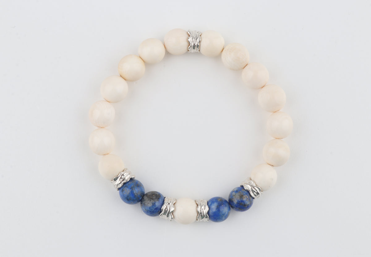 Mammoth Ivory & Lapis Lazuli Bracelet