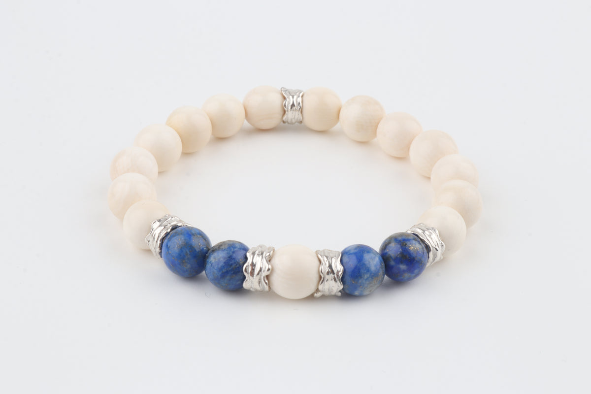 Mammoth Ivory & Lapis Lazuli Bracelet