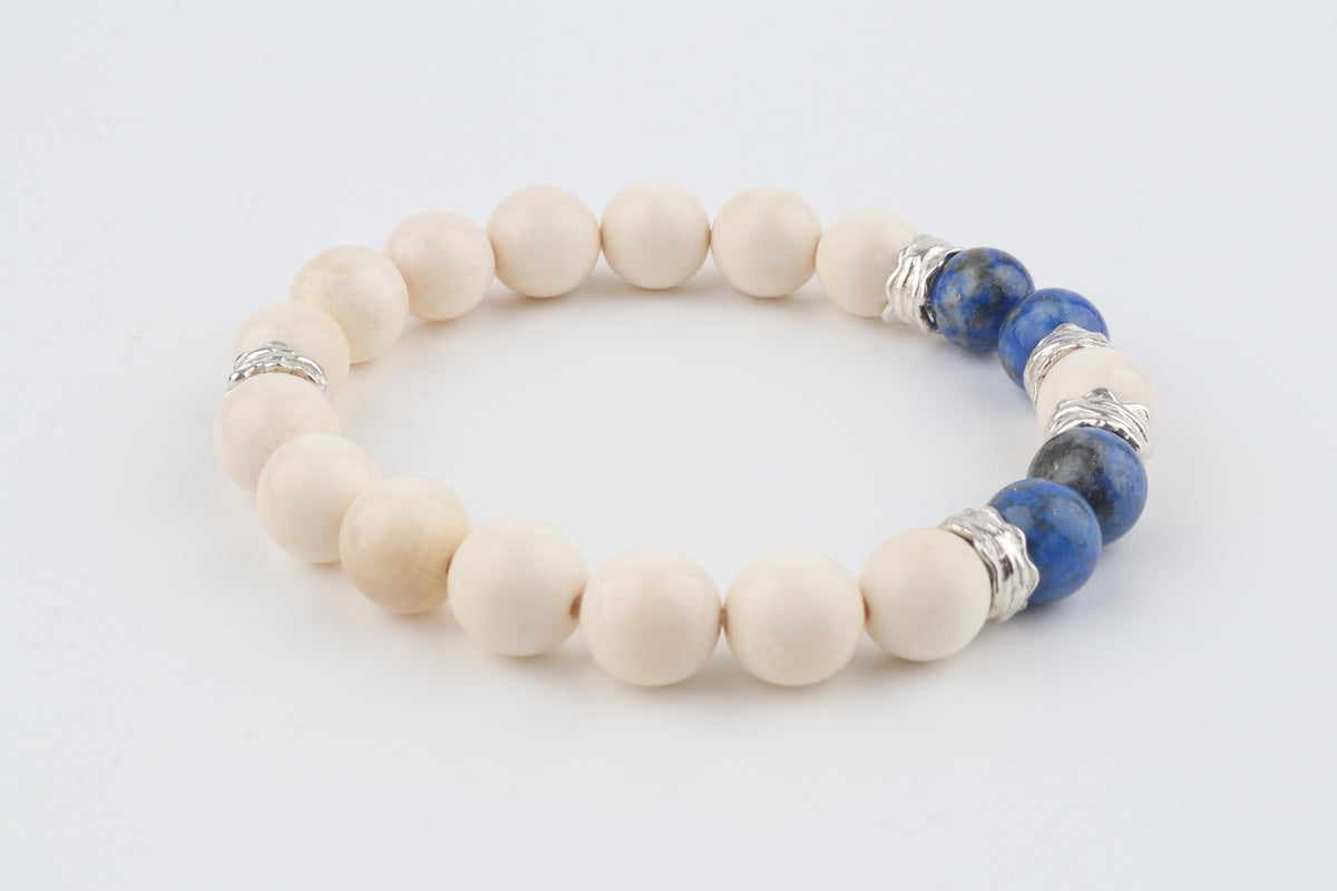 Mammoth Ivory & Lapis Lazuli Bracelet