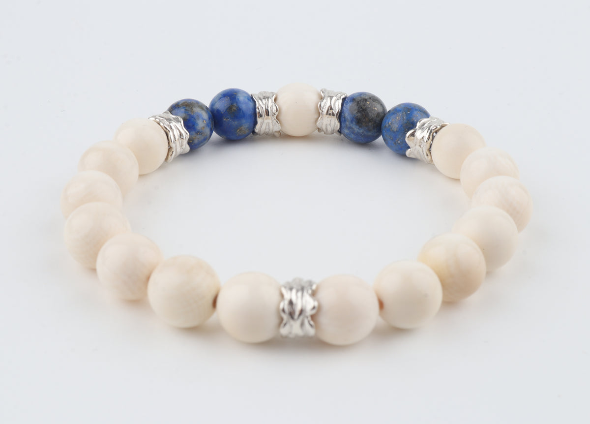 Mammoth Ivory & Lapis Lazuli Bracelet