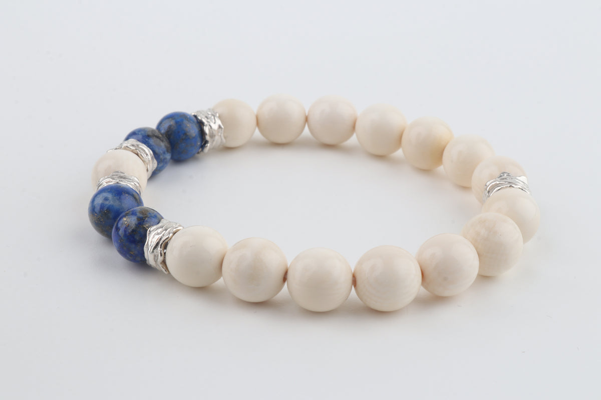 Mammoth Ivory & Lapis Lazuli Bracelet