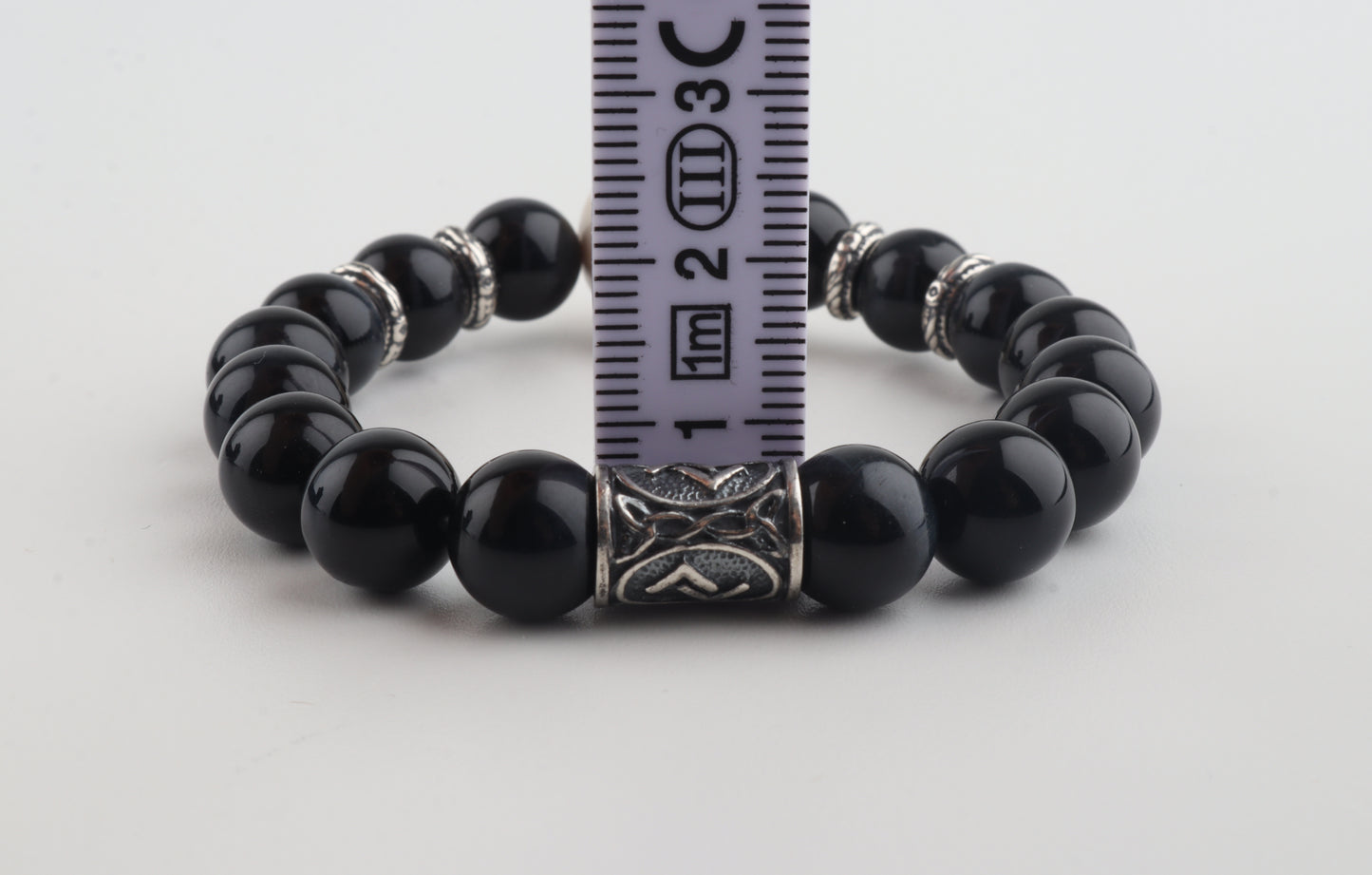 Mammoth Ivory Skull & Obsidian Bracelet