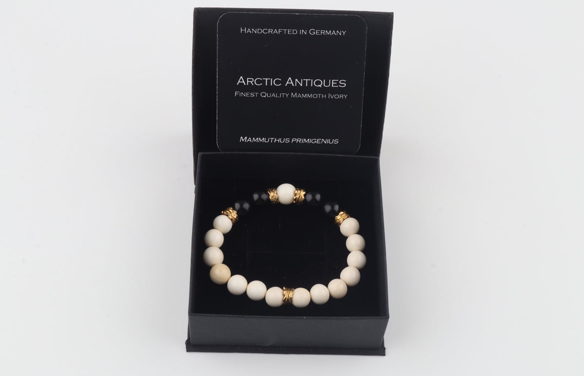 Arctic Noir — Mammoth Ivory & Black Obsidian Bracelet