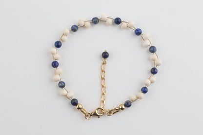 Mammoth Ivory & Lapis Lazuli Mini Stacking Bracelet