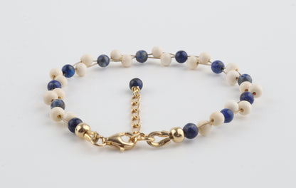 Mammoth Ivory & Lapis Lazuli Mini Stacking Bracelet