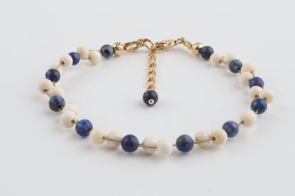 Mammoth Ivory & Lapis Lazuli Mini Stacking Bracelet