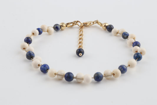 Mammoth Ivory & Lapis Lazuli Mini Stacking Bracelet