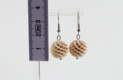 Carved Mammoth Ivory Drop Earrings