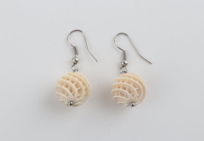 Carved Mammoth Ivory Drop Earrings