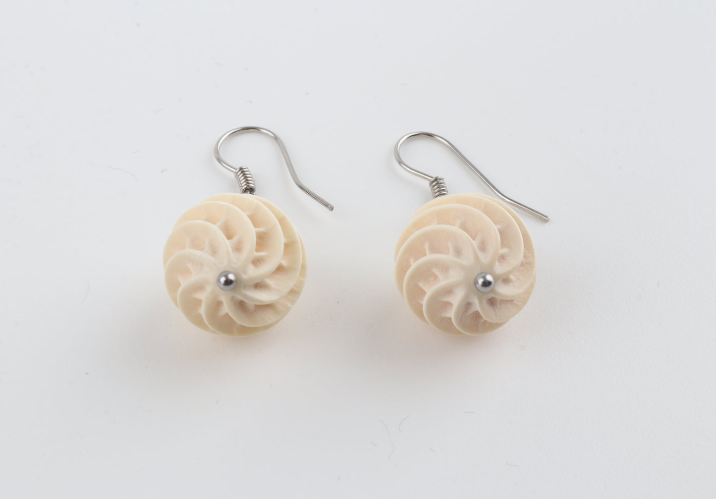 Carved Mammoth Ivory Drop Earrings