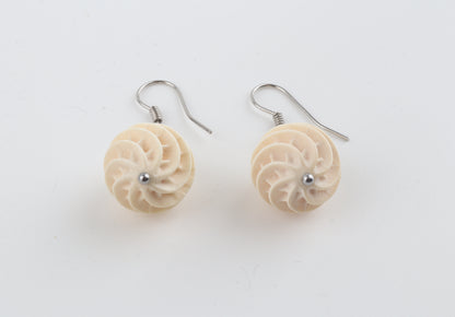Carved Mammoth Ivory Drop Earrings