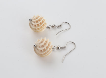Carved Mammoth Ivory Drop Earrings
