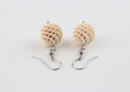 Carved Mammoth Ivory Drop Earrings