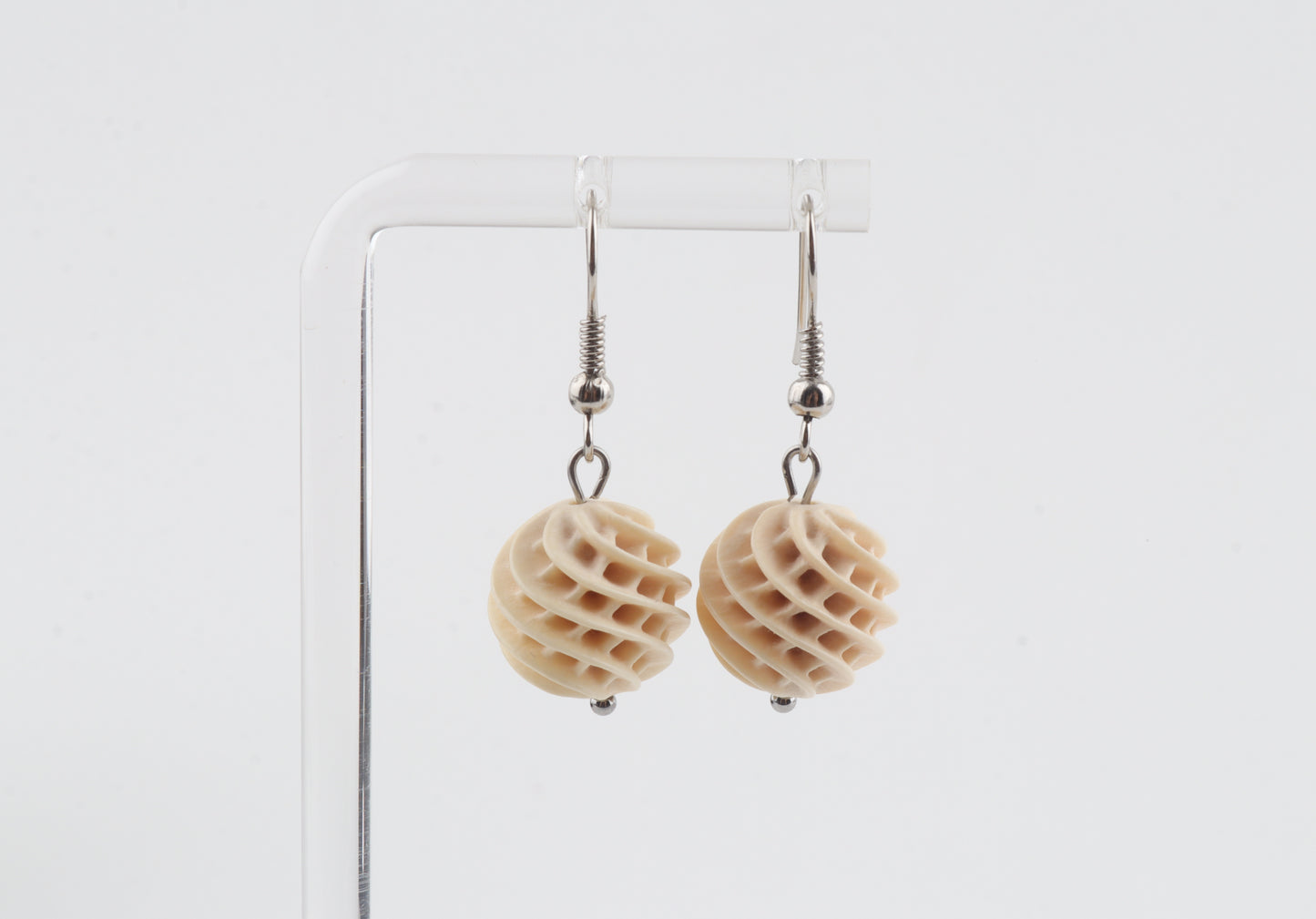 Carved Mammoth Ivory Drop Earrings