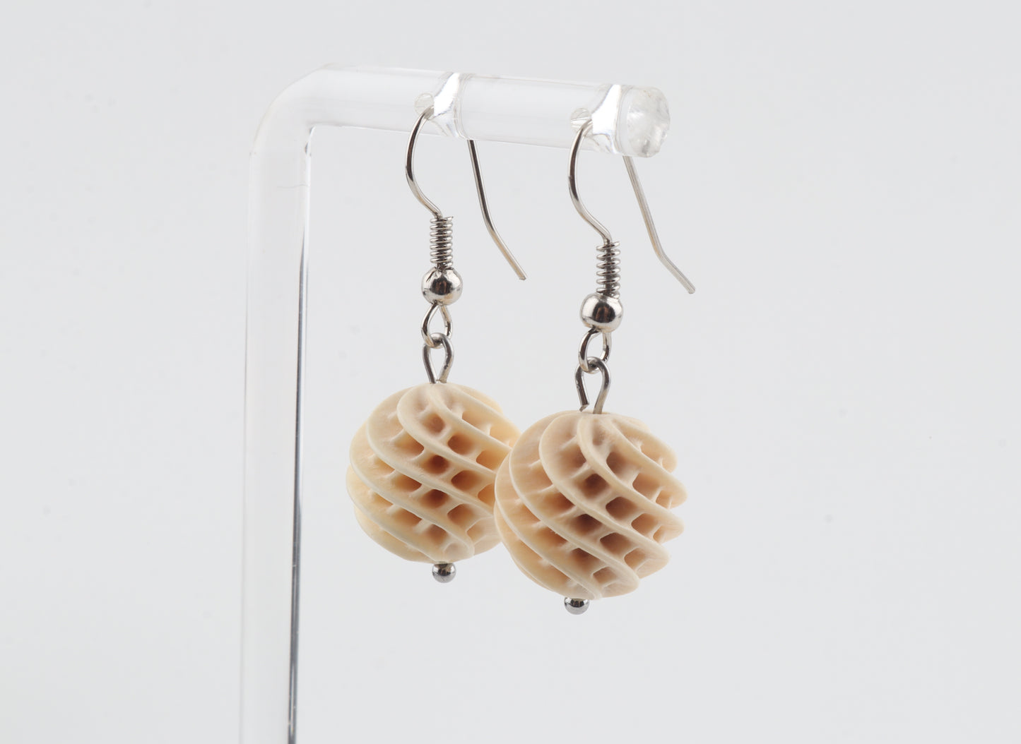 Carved Mammoth Ivory Drop Earrings