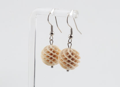 Carved Mammoth Ivory Drop Earrings
