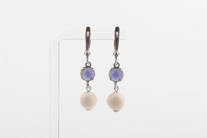 Mammoth Ivory & Iolite Drop Earrings