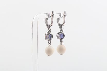 Mammoth Ivory & Iolite Drop Earrings