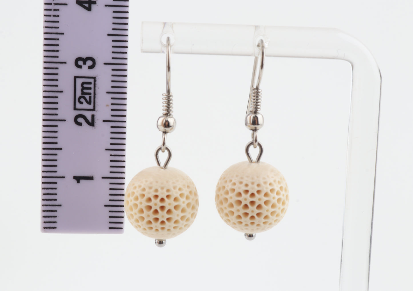 Carved Mammoth Ivory Drop Earrings