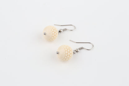 Carved Mammoth Ivory Drop Earrings