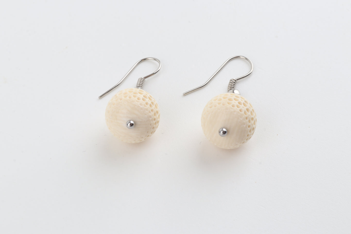 Carved Mammoth Ivory Drop Earrings