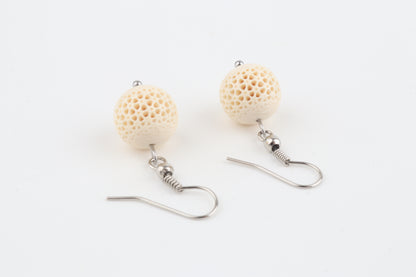 Carved Mammoth Ivory Drop Earrings