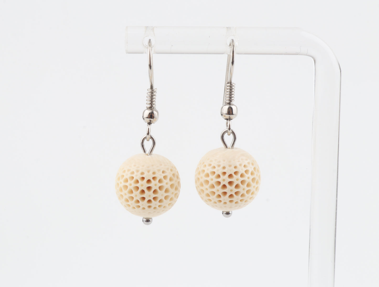 Carved Mammoth Ivory Drop Earrings