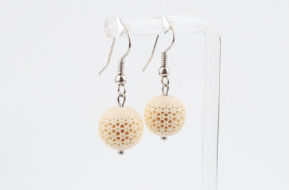 Carved Mammoth Ivory Drop Earrings