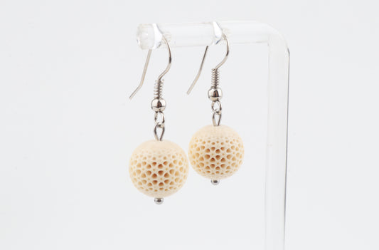 Carved Mammoth Ivory Drop Earrings