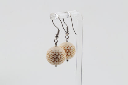 Carved Mammoth Ivory Drop Earrings