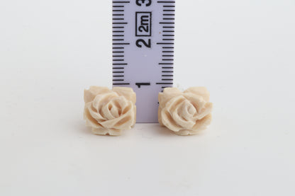 Mammoth Ivory Rose Stud Earrings