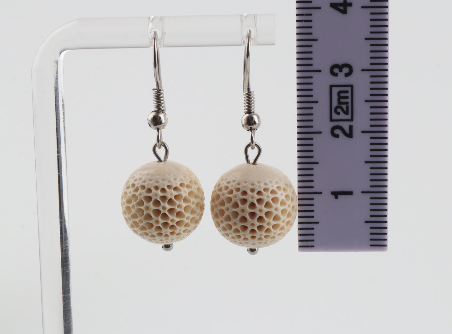 Carved Mammoth Ivory Drop Earrings
