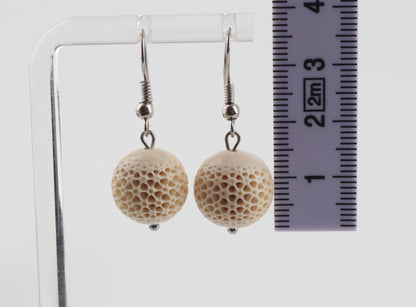Carved Mammoth Ivory Drop Earrings