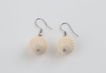 Carved Mammoth Ivory Drop Earrings