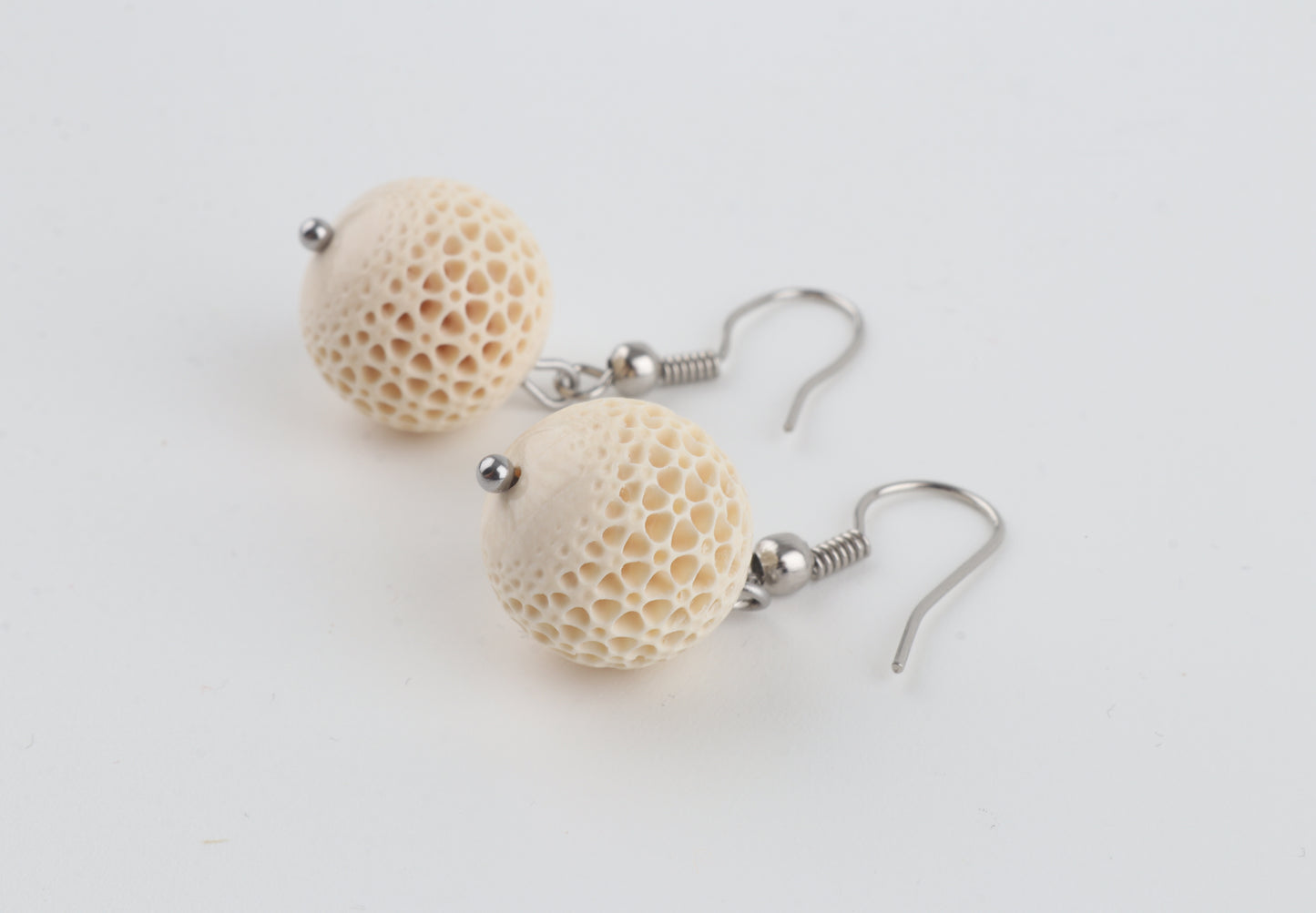 Carved Mammoth Ivory Drop Earrings
