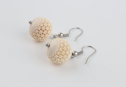Carved Mammoth Ivory Drop Earrings