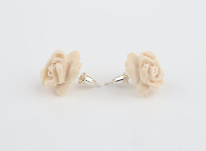 Mammoth Ivory Rose Stud Earrings