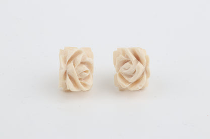 Mammoth Ivory Rose Stud Earrings