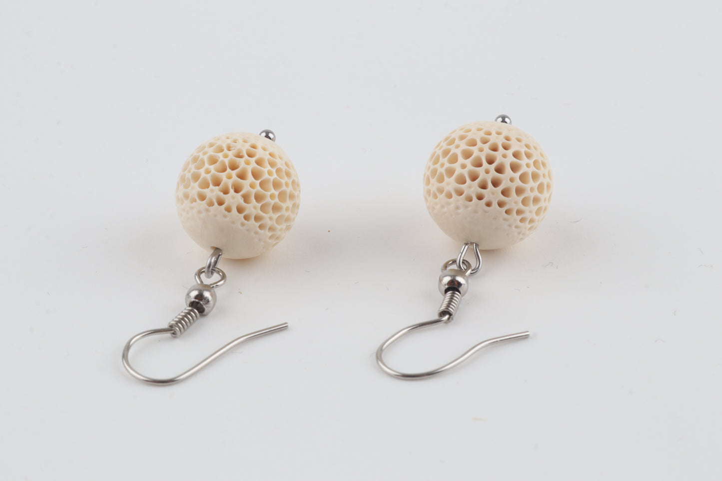 Carved Mammoth Ivory Drop Earrings
