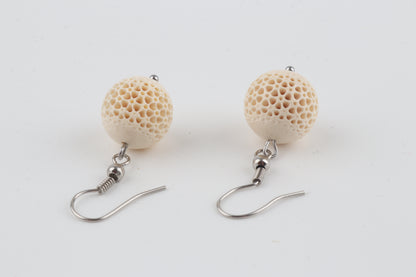Carved Mammoth Ivory Drop Earrings