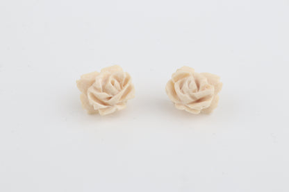 Mammoth Ivory Rose Stud Earrings